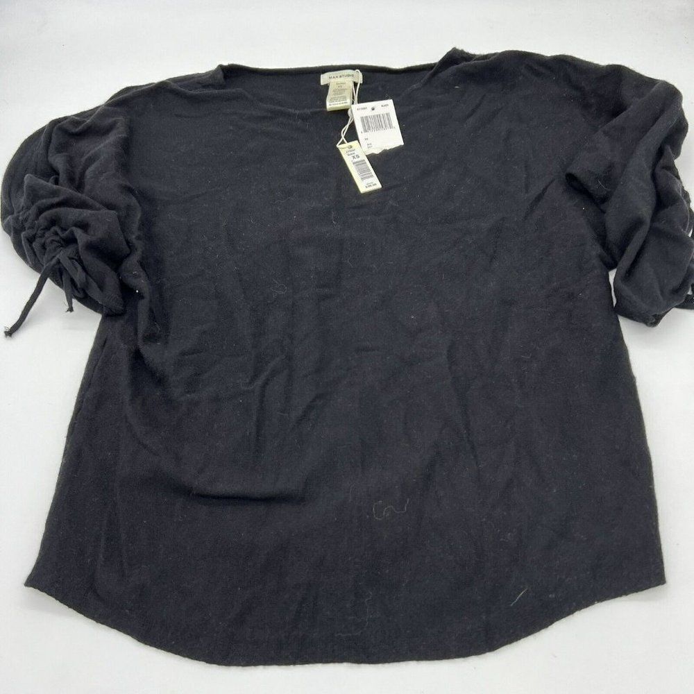 Max Studio Cinch Sleeve Dolman Top Black Size XS NWT